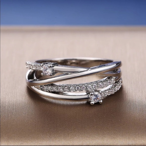 New 925 Silver Stackable Multi Layer Diamond Ring - Picture 6 of 6